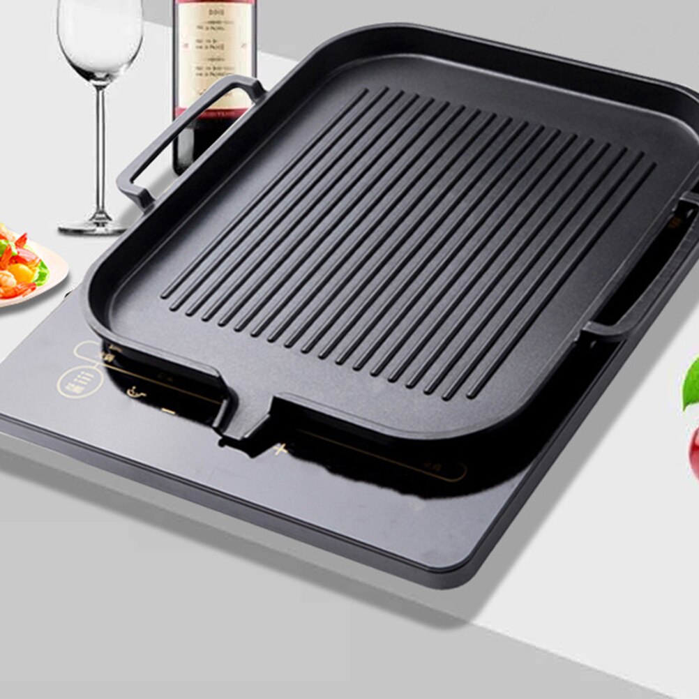 1PC Induction Cooker Special Baking Pan Smokeless Barbecue Pot Household BBQ Grill Plate Multi-functional Frying Pan for Home (B