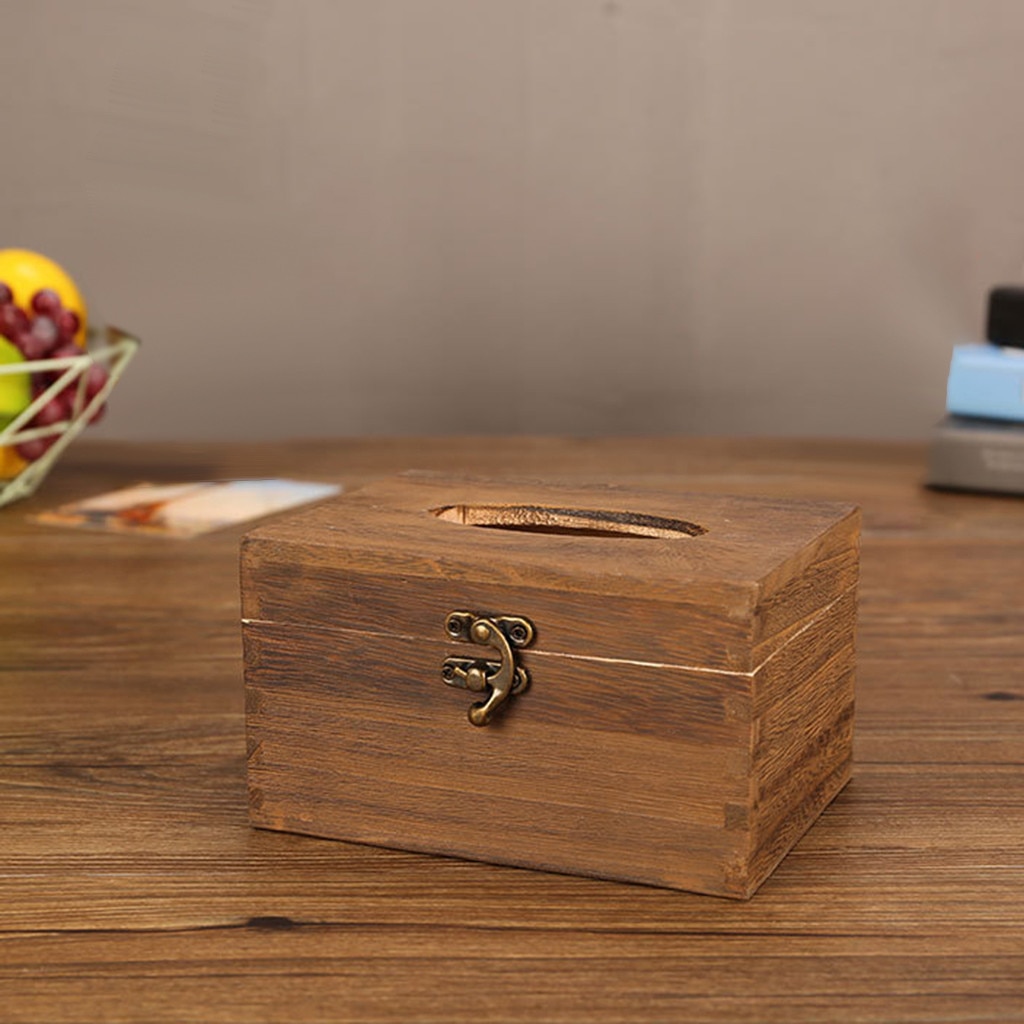 Paper Rack Wood Storage Tissue Box Car Home Rectangle Shaped Tissue Box Container Towel Napkin Tissue Dispenser Organizer @45