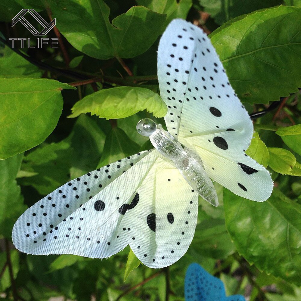 12 Leds Solar Toys Powered Butterfly Fiber Optic Fairy String Lights Waterproof Christmas Outdoor Decoration Toys for Children