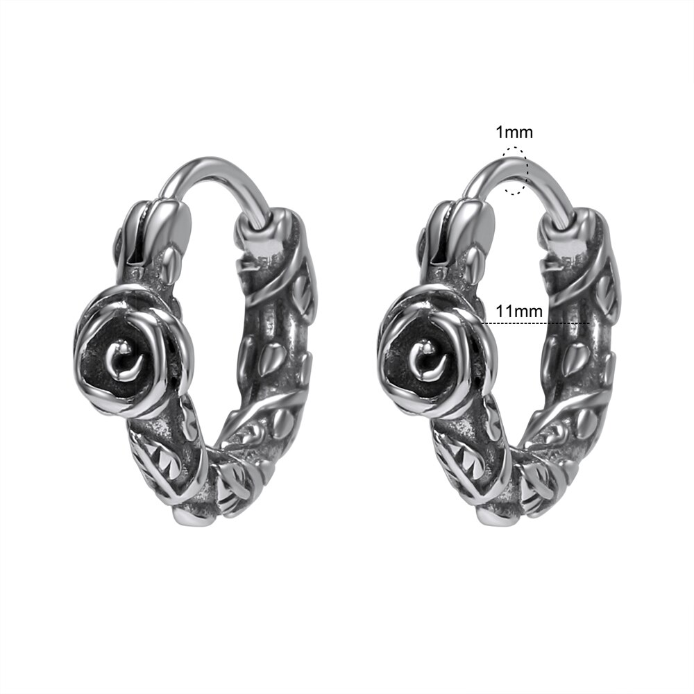 ZS Mens Punk Style Stainless Steel Earrings Rock Roll Skull Hoop Earrings Small Cricle Ear Rounds Hip Hop Jewelry Accessories: 14