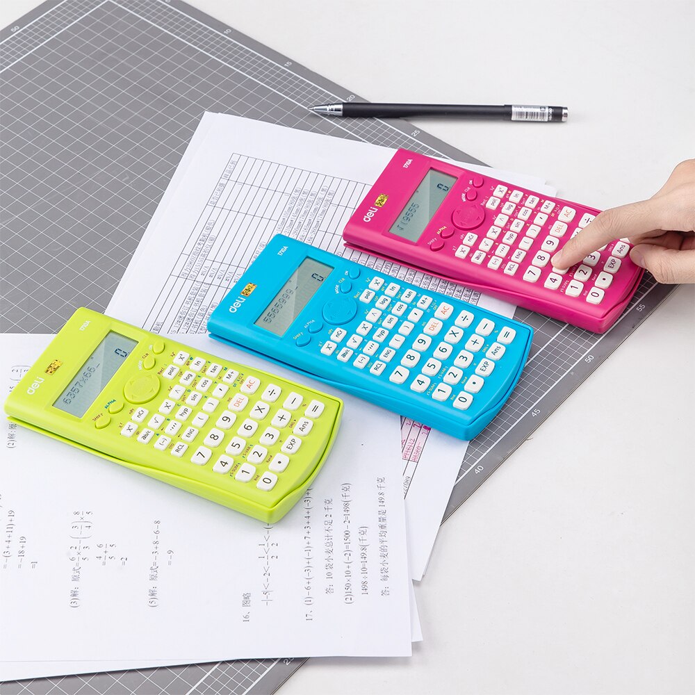 Deli 240 Functions Scientific Calculator Engineer Calculator student 10 + 2 Digits Blue Green Pink E1710A
