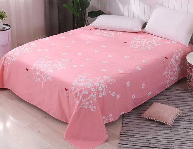 Sábana 100% algodón tamaño queen, Sábana de cama de tamaño queen 270cm x 230cm: Rojo rosado