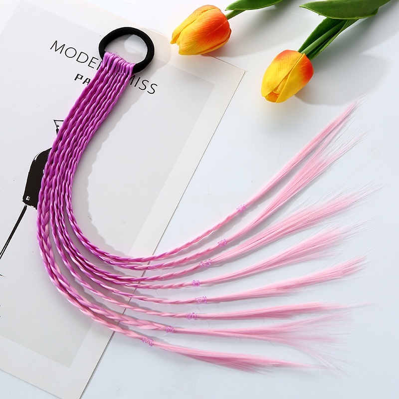 1 PCS Neue Mädchen Bunte Perücken Pferdeschwanz Kinder Haar Zubehör Kopf Band Haar Ornament Stirnbänder Gummibänder Schönheit Haar Bands: 6