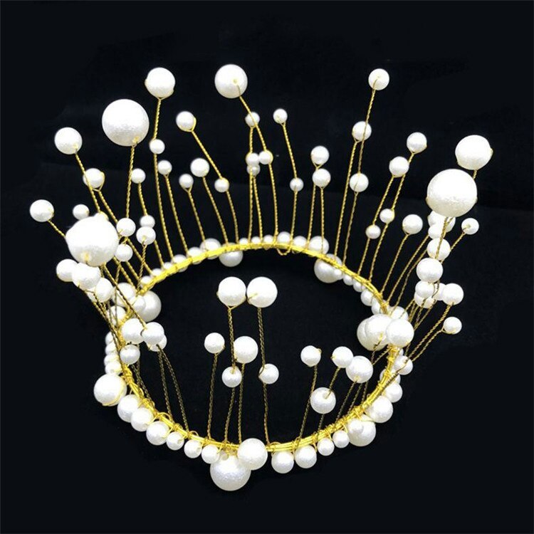 1PC Crystal Diamonds Pearl Crown Cake Toppers Baptism Birthday Wedding Cake Decoration Supplies Happy Birthday Hats Tiara: seaweed crown