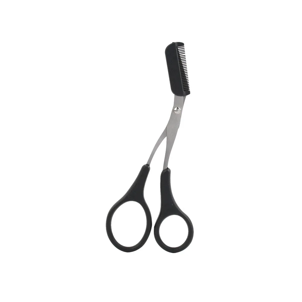 Ciseaux à sourcils en acier inoxydable avec peigne, rasoir, Kit de toilettage des sourcils pour une mise en forme et un coiffage précis: Black