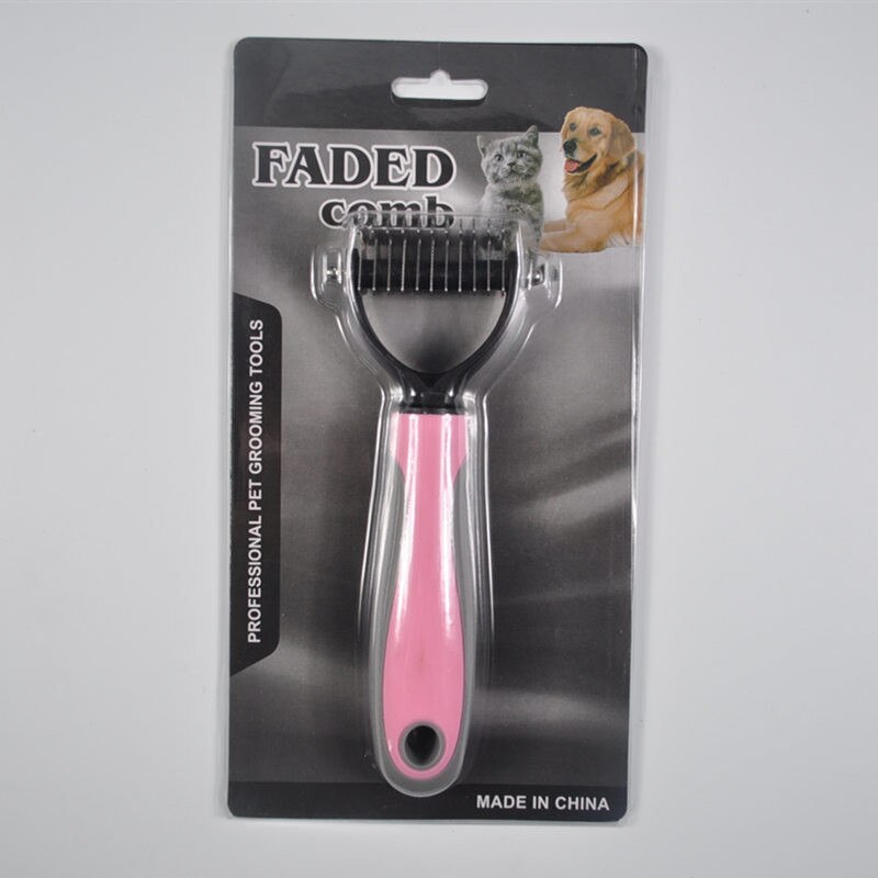 Pet Grooming Kit Longhair Dog Comb Prevent Pet Hair From Kinking Labrador Golden Retriever Dog Grooming Pet Hair Remover Brush: Pink / S