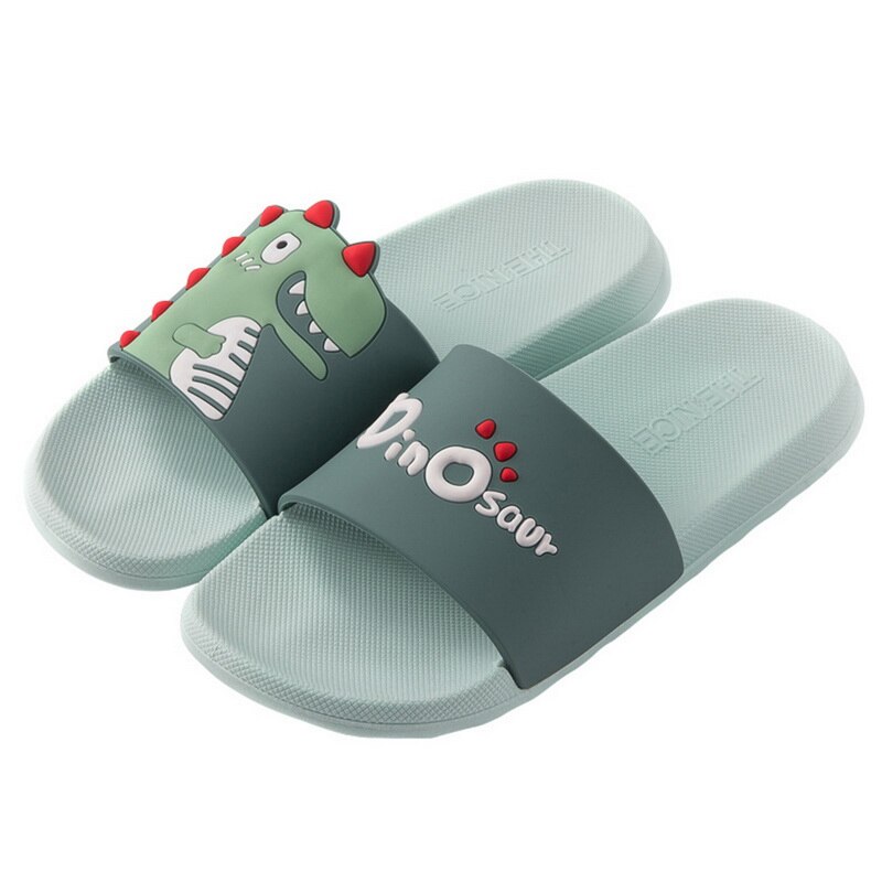 Kvinder sommer pvc dinosaur mønster hjemmesko damer slip on light strandsko kvinde åben tå afslappet platform kvindelig hjemmesko: Grøn / 36-37