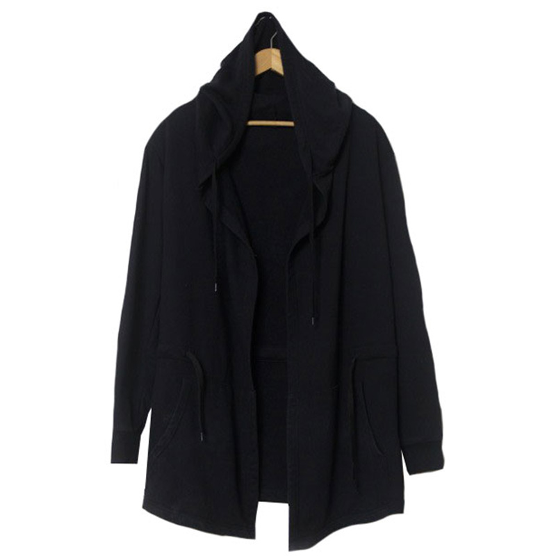 Manteau trench à capuche pour homme, long cardigan gothique, à la , punk rock, hip hop, 5XL: M