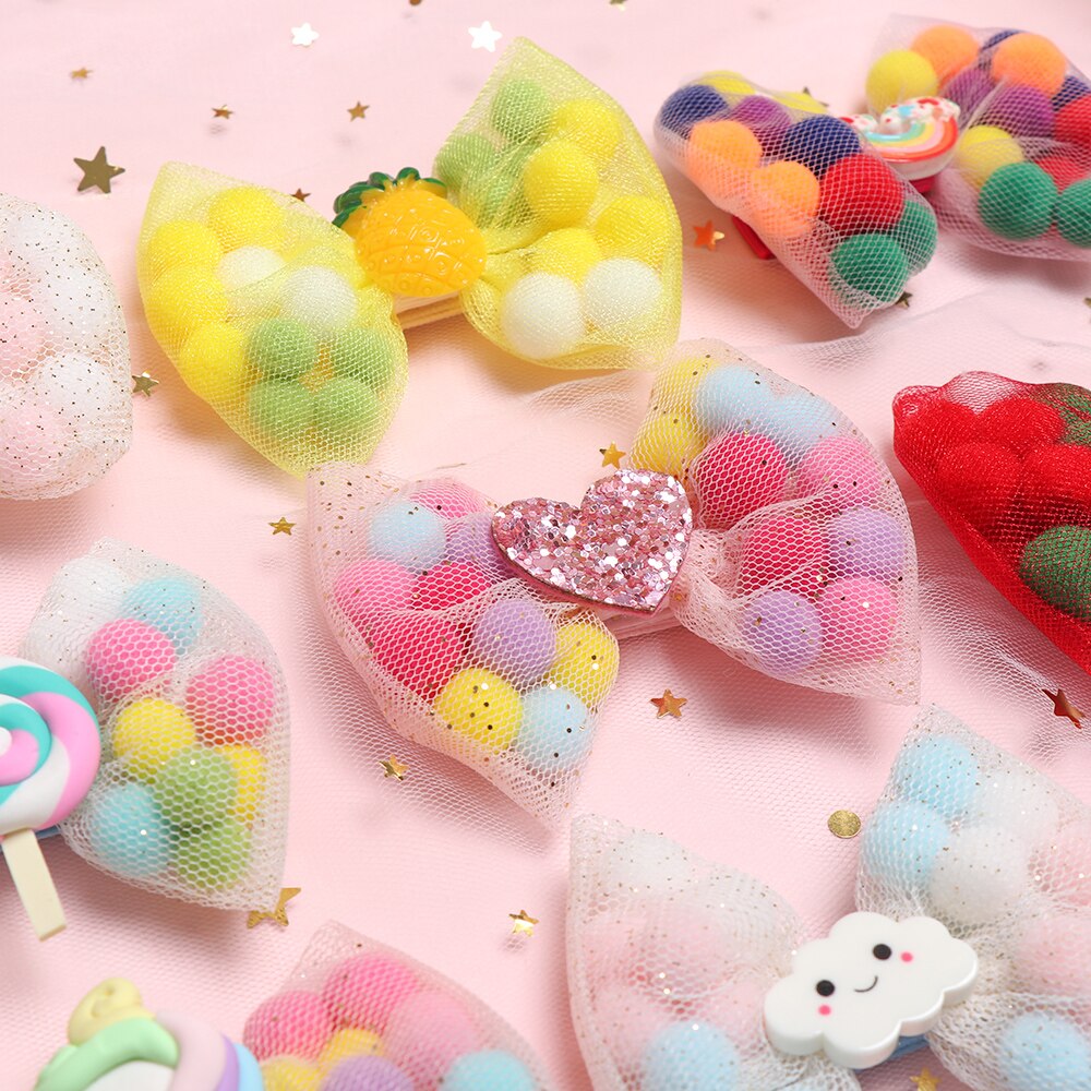 Paleta dulce de lazos para el pelo lazos de pelo con purpurina con Clip de baile de lazo Clip para el pelo niñas horquillas accesorios para el cabello