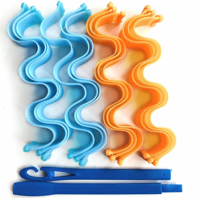 Rizador de pelo mágico de 30CM, herramienta de estilismo para el cabello, 12 Uds.: blueorange-