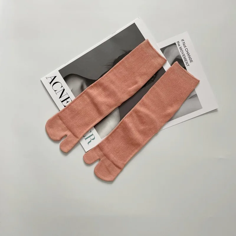 Calcetines de algodón peinado de con punta abierta, calcetines Unisex simples y cómodos de dos dedos, calcetines Tabi japoneses Harajuku para hombres y mujeres: Gris