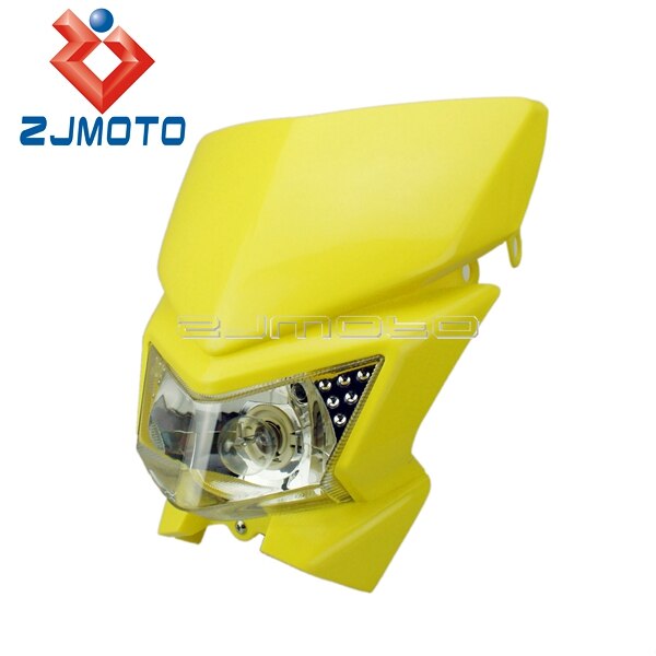 Faro Universal para motocicleta todoterreno, Faro de motocrós, carenado para KX KLX XR CRF WR YZ RMZ KXF DTR DR DRZ 250: YELLOW