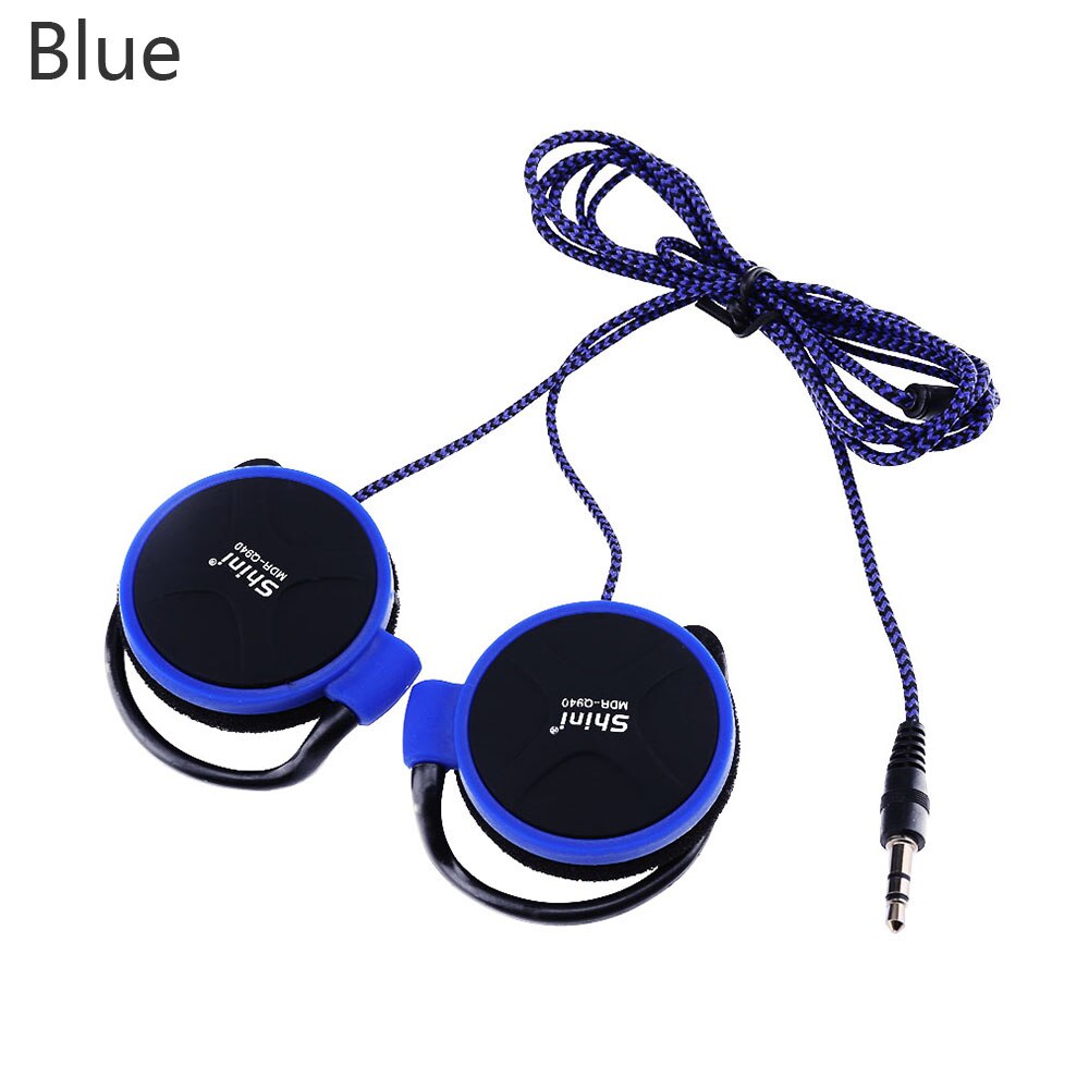 Universal Sport 3.5mm Stereo Ear-Hook Game Leisure Mobile Phone Headset Wired Earphones For Phone: Blue