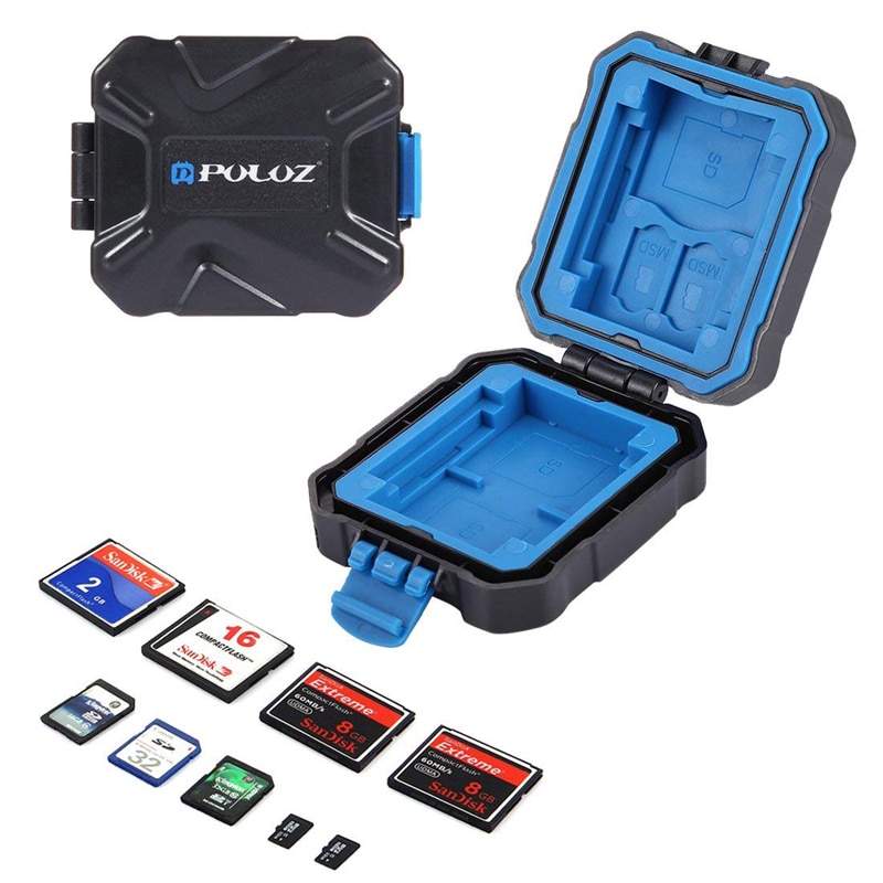 9 Slots Camera PULUZ Memory XQD CF TF Micro SD Card Holder Stocker Storage Box Case Water Proof