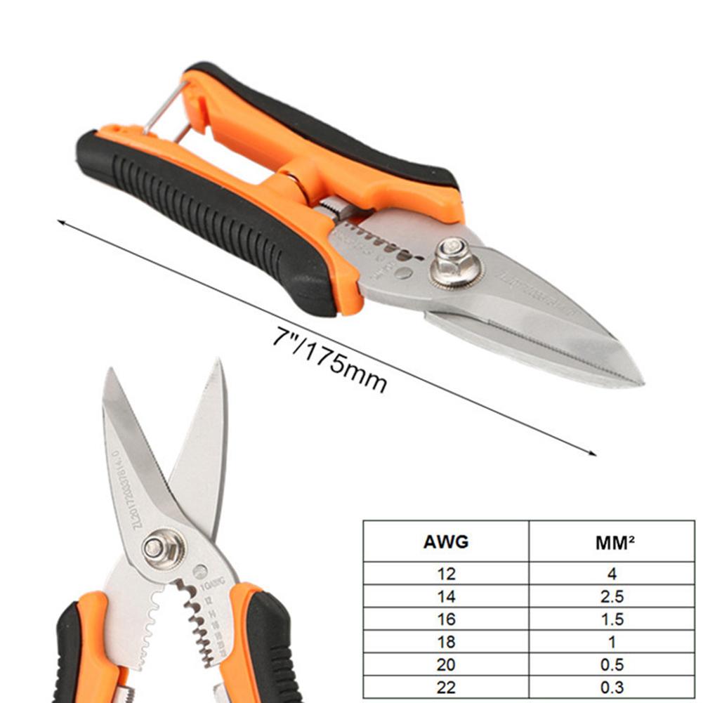 Electrician Crimper Cable Cutter Automatic Wire Stripper Multi-functional Pliers of Front-end Curved Edge Convenient: 120-6270