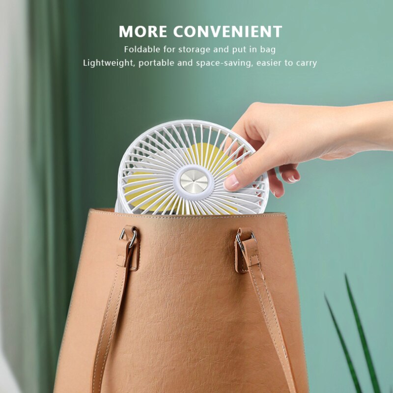 Portable Cooling Desktop Fan 3 Speed Personal Adjustable Folding Desktop Fan With Table Lamp For Office Household Traveling