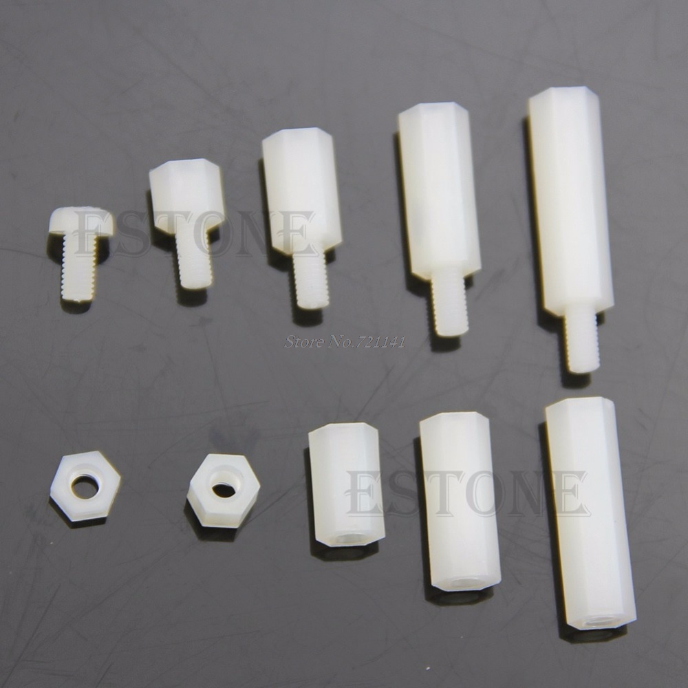 M3 Nylon Hex bola Kit surtido de tuercas de tornillo de soporte de accesorios de plástico conjunto