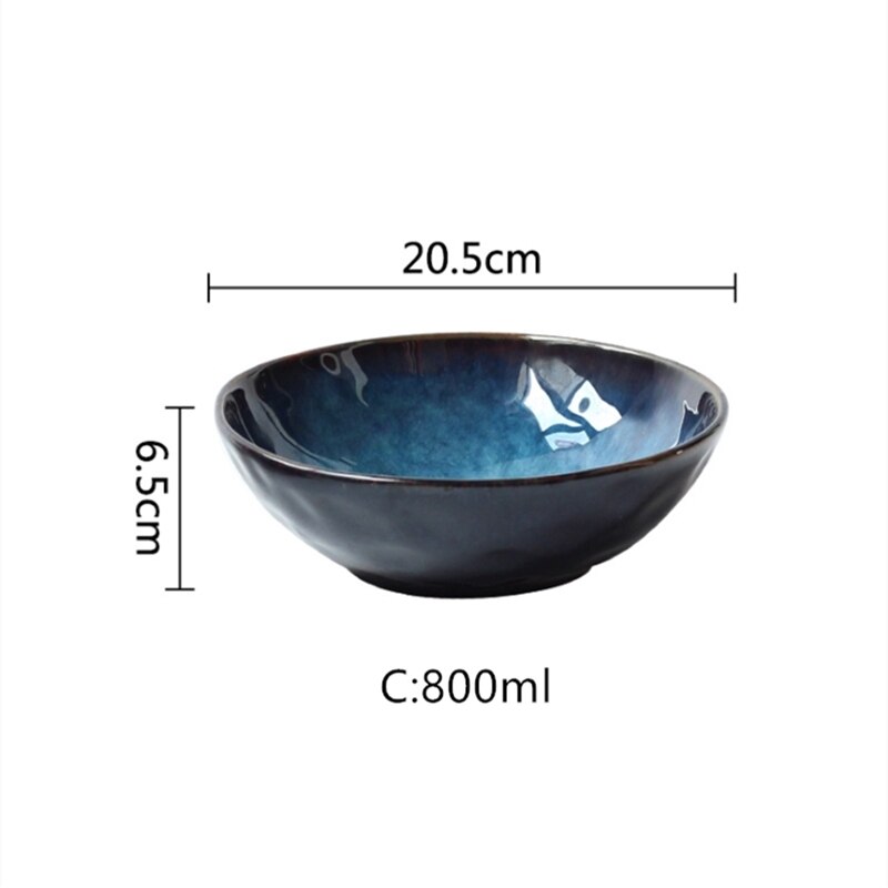 Japanse Stijl Keramische Kom Noodle Soep Ramen Kom Servies Fruit Salade Kommen Set Donkerblauw Keuken Decoratie Миски Рамен: M