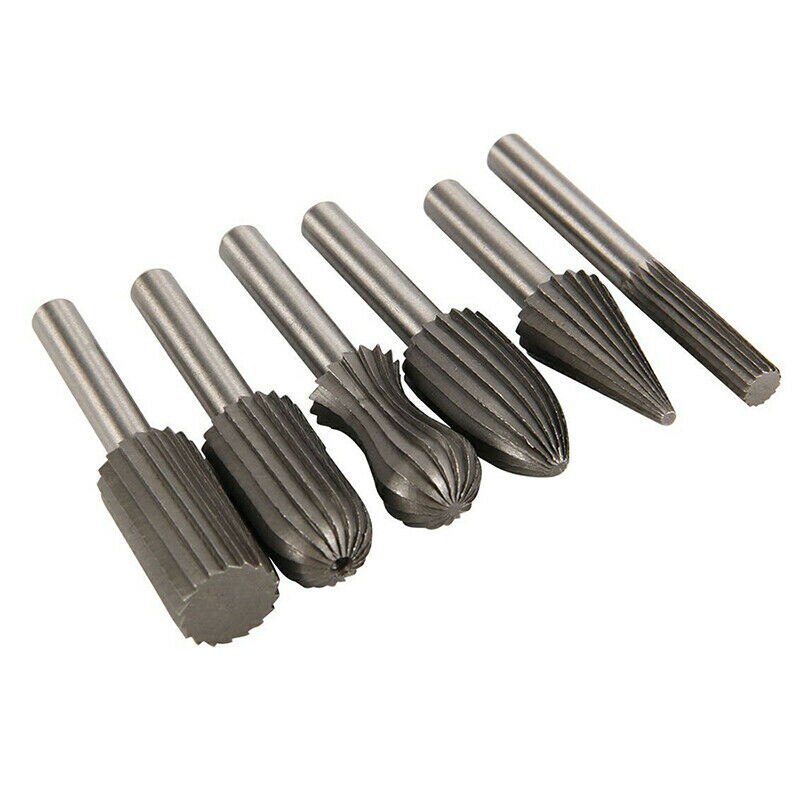 6PCS Carbide Burrs Tungsten Carbide 12mm Rotary Point Burr For Finishing Metal Rotary Drill Bit Grinder Rotary File Cutter Tools
