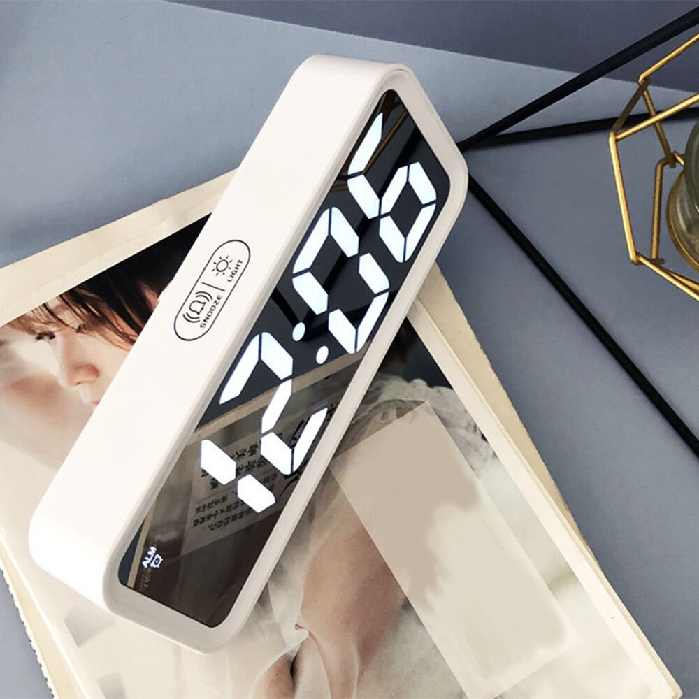Große Sn Elektronische Uhr, Spiegel LED Wecker, Große Schrift Uhr, Wohnzimmer Uhr, beleuchtet Nacht Uhr