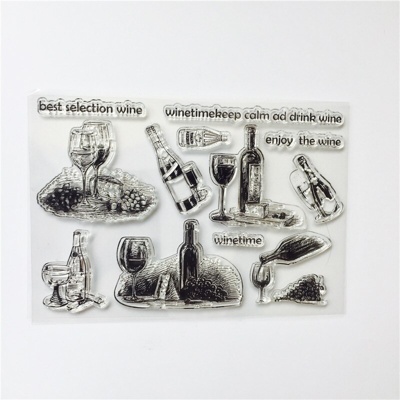 Wijn fles Siliconen Clear Postzegels voor Scrapbooking DIY Album Card Decoratie Embossing Map Craft Rubber Stempel Mallen: FZ154
