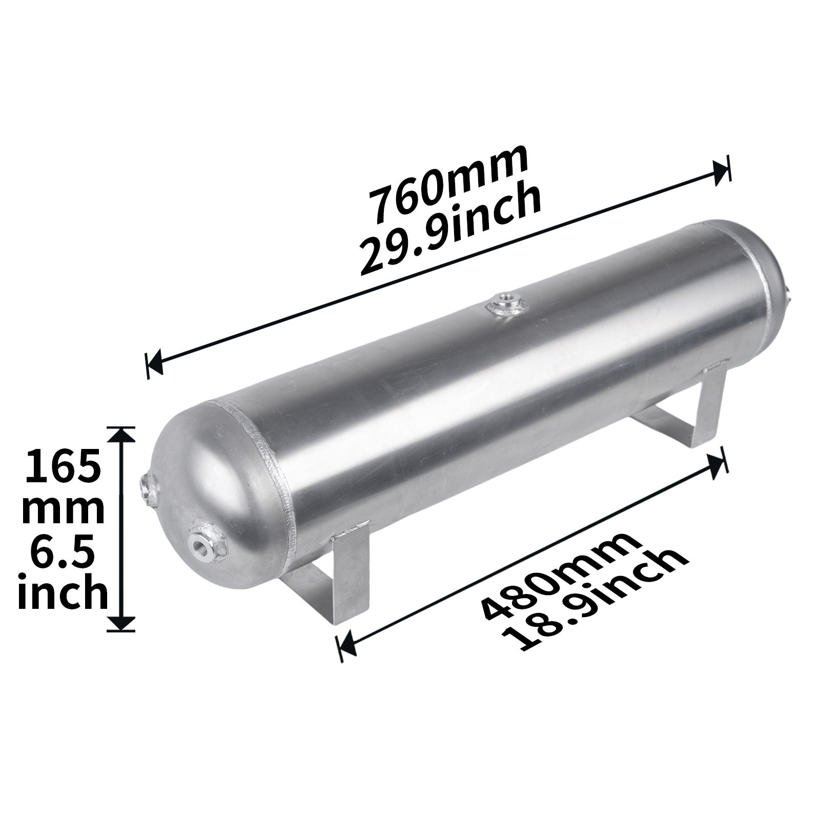 3 Gallon 4 Gallon 5 Gallon Aluminum Air Cylindern Silver Air Tank Pneumatic Air Suspension Tank Air Horn Tank 1/4 NPT Holes