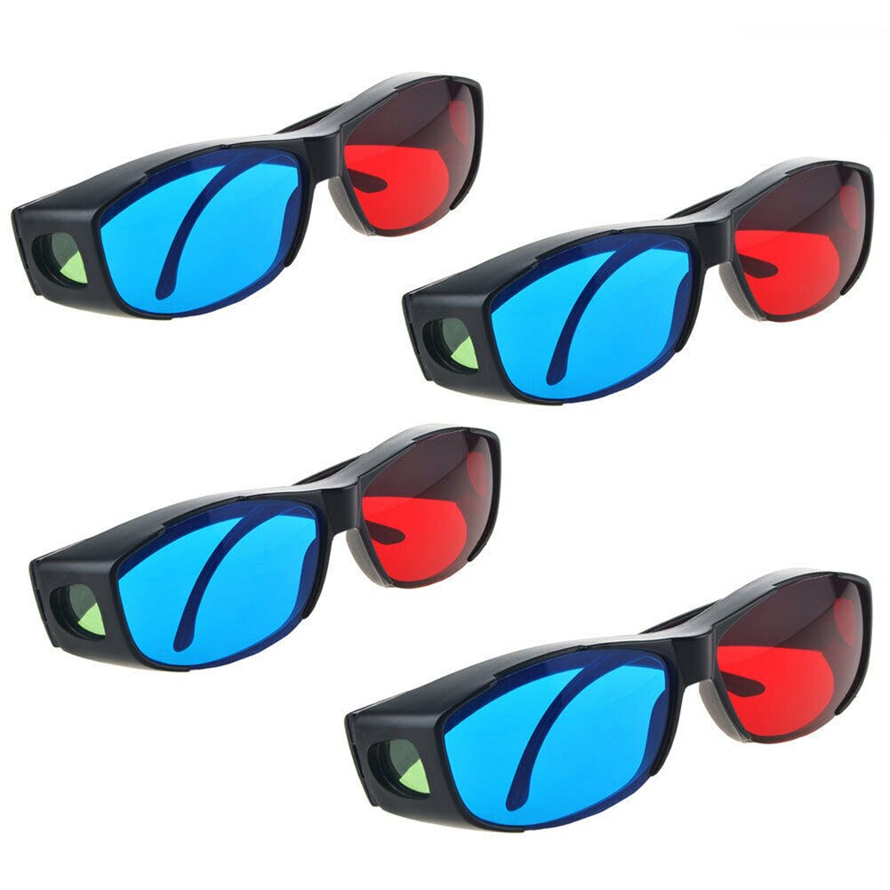 2pcs Black Frame Game Cinema Virtual Ultra Clear DVD Vision 3D Glasses TV Red Blue Dimensional Anaglyph Universal Movie