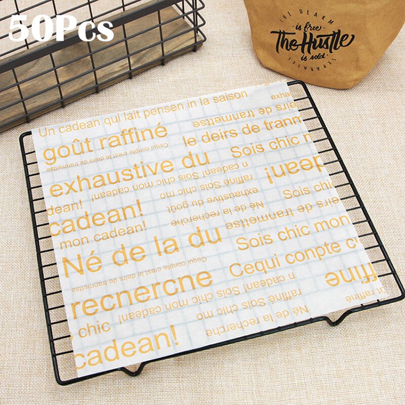 50 teile/los Wachs Papier Food Grade Food Fett Papier Wrapper Wrapper Papier für Sandwich Hamburger Frites Ölpapier Backen Werkzeuge