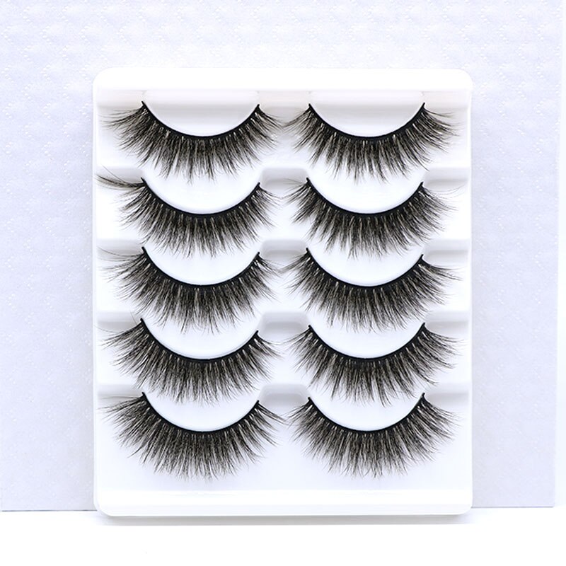 5 Pairs Dramatic Mink Lash Soft Light Weight Long Eyelashes Beauty Makeup Full Strip Lashes Crisscross Volume False Eyelash