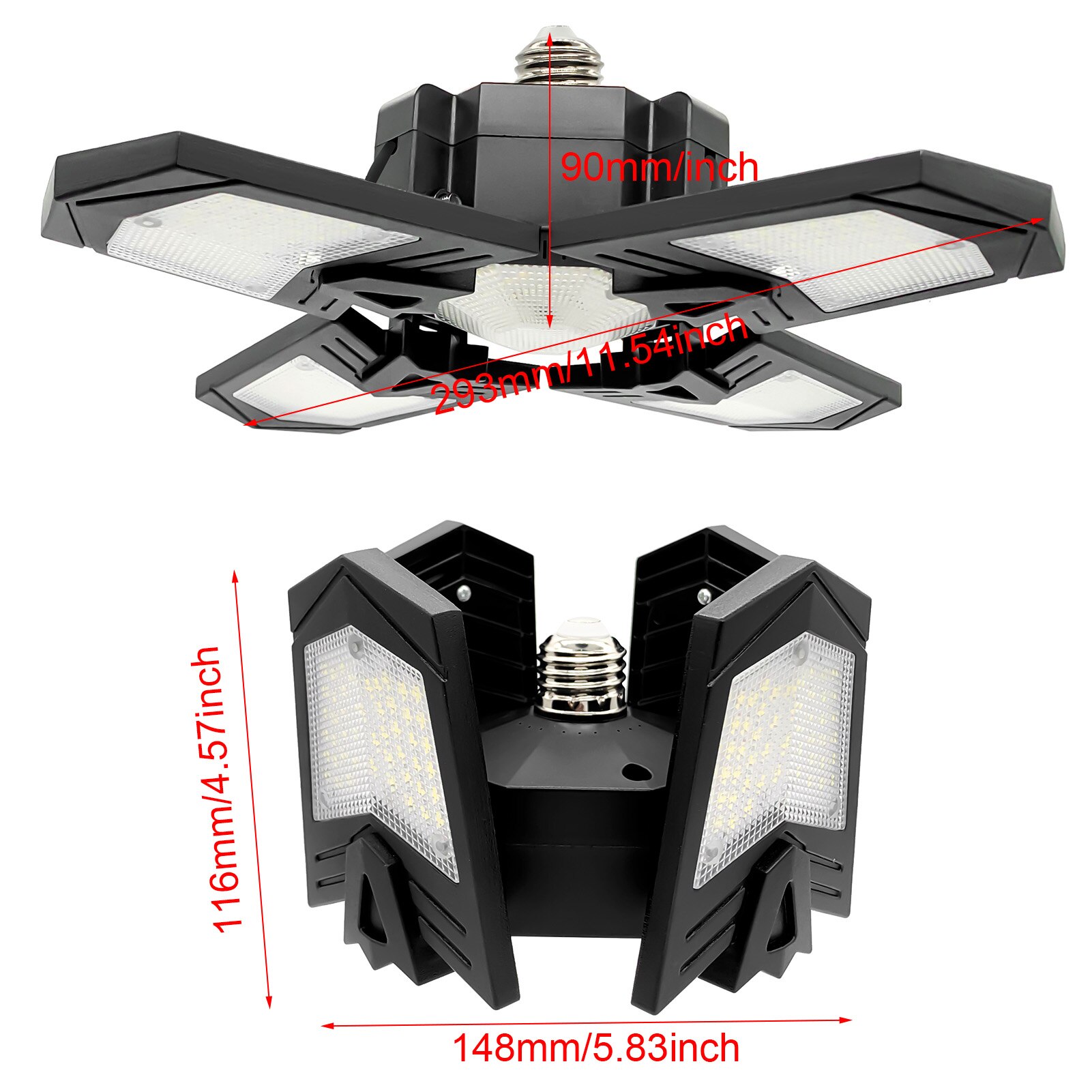 E26/E27 LED Garage Light Folding 85-265V 120W 12000LM Cool White For Workshops Warehouse Stadiums Parking Lot Exhibition Hall