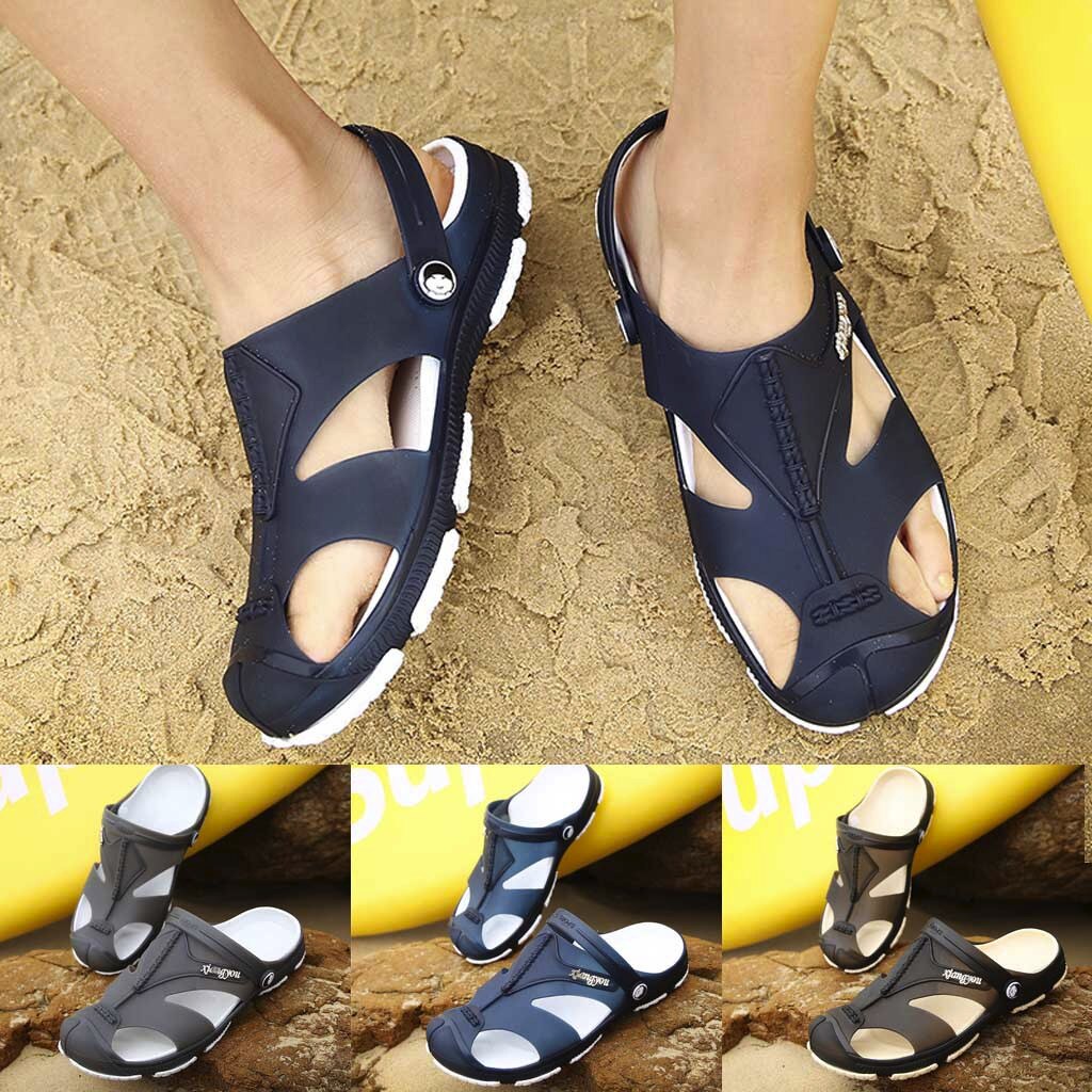 Home Sole male Casual Soft Men's Outdoor Hole Shoes Wading Shoes Summer Sandals Beach Flip Flop Toe Foot shoes