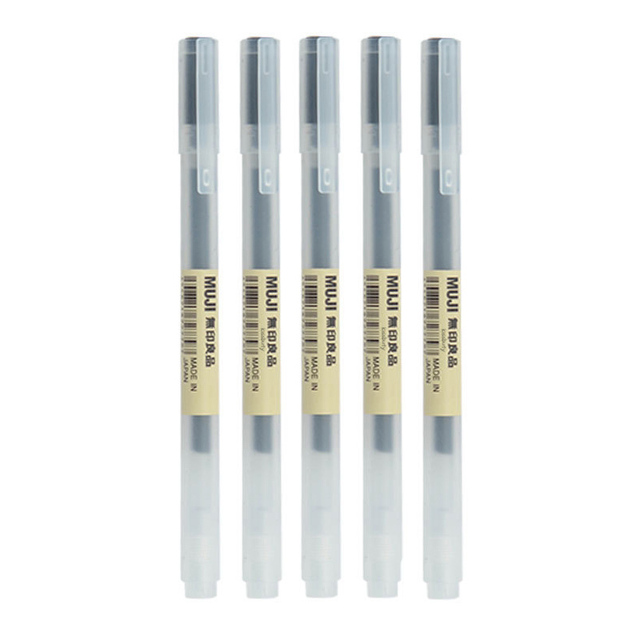Set van 10/5 muji gelpennen met 0.38/0.5mm inktkleuren, balpennen in japanse stijl, zwart/blauw/rood, voor school, kantoor, examens en handtekeningen.: Wit / Zwart