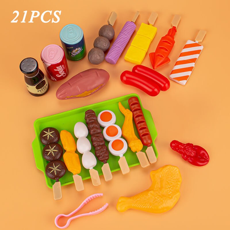 Kinderen Keuken Simulatie Voedsel Speelgoed Pretend Bbq Set Speelhuis Koken Games Barbecue Grill Vlees Spiesjes Pretend Keuken Speelgoed: H