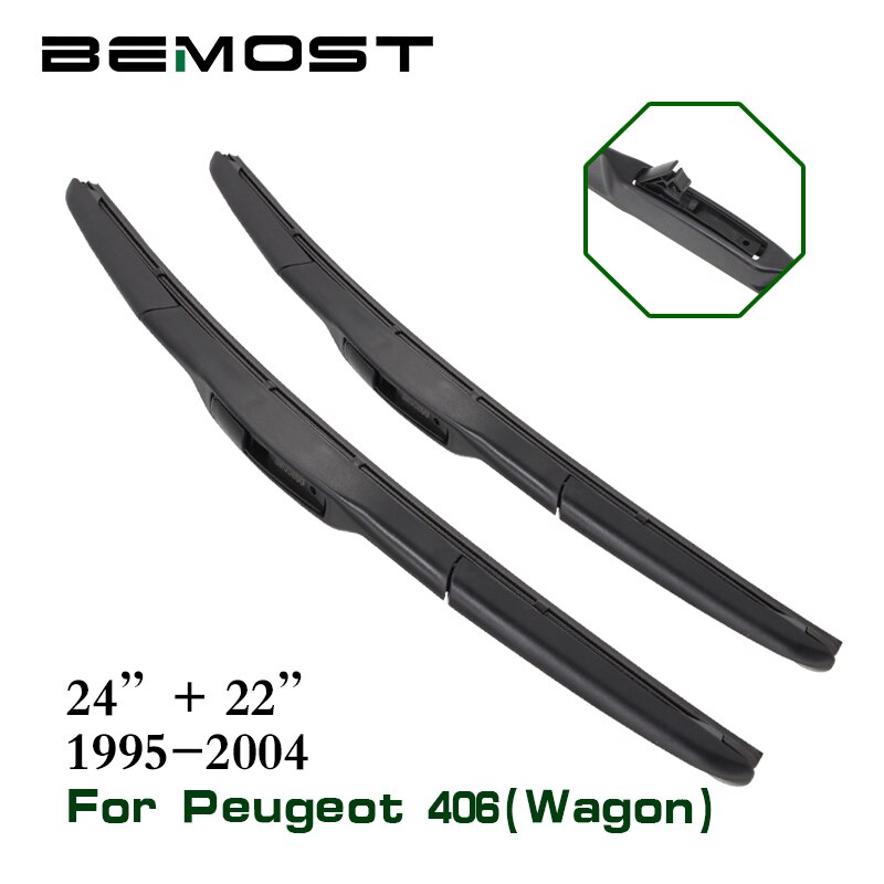 BEMOST Car Wiper Blades For Peugeot 406 Wagon/Coupe/Sedan ,1995 1996 1997 1998 1999 2000 2001 2002 2003 2004 Fit U Hook Arm: 406 Wagon 2422
