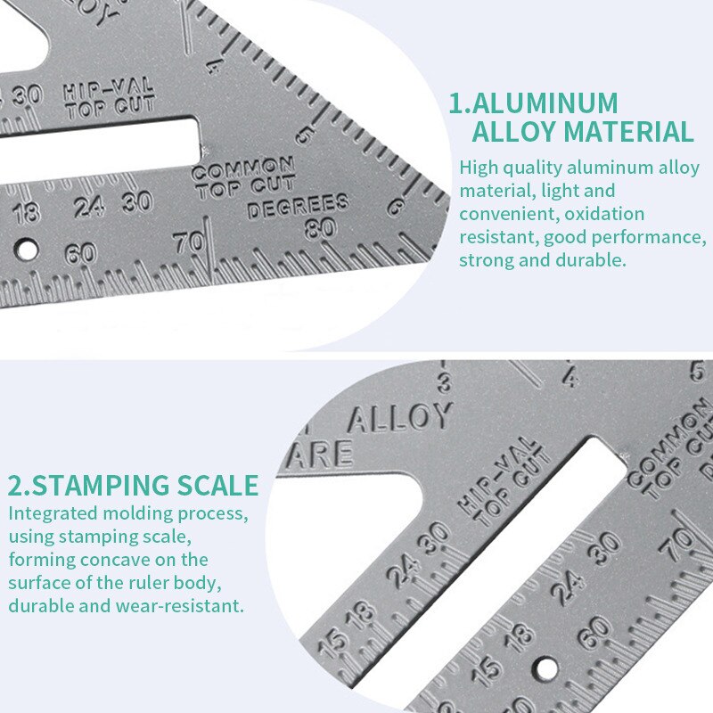Triangle Ruler 90 Degree Thickening Angle Rule Aluminum Alloy Carpenter Measurement Square Ruler Layout Tool Measurement Tool