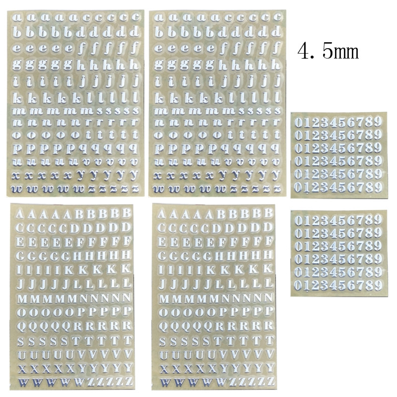 1/5/6Pcs 1/3/4/9mm litery alfabetu numery Chunky Glitter żywica epoksydowa dekoracyjne naklejki: 11JJ102400-E