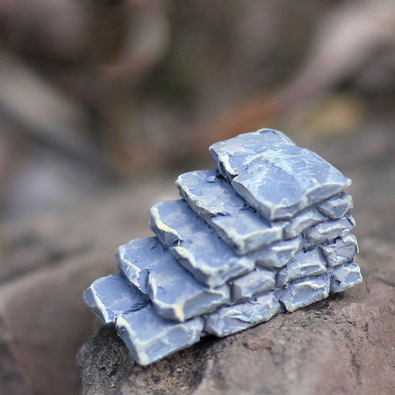 Escalera de camino de paso de piedra gris, accesorios de bricolaje para decoración de jardín, casa, Mini artesanía, micropaisajismo, 2 uds.