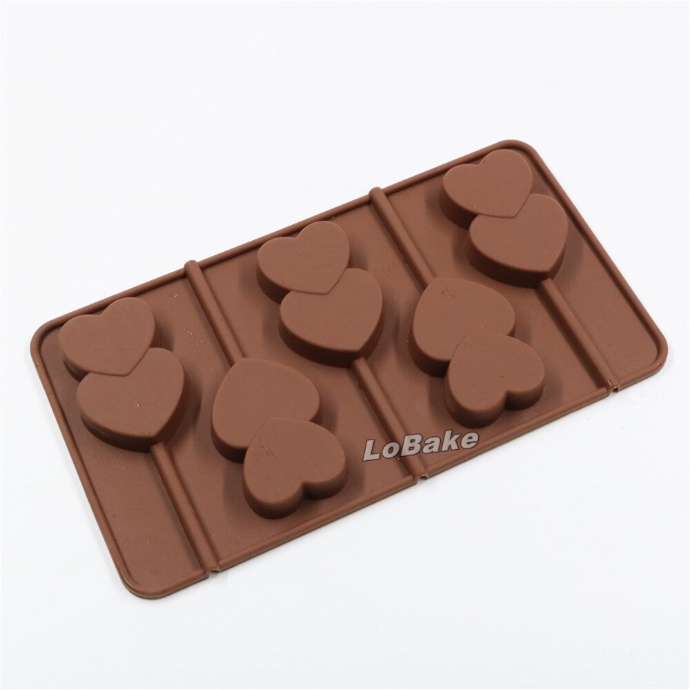 5 holtes dubbele hart chocolade lolly cakevorm popsicle fondant candy pop mould diy bakkerij molde