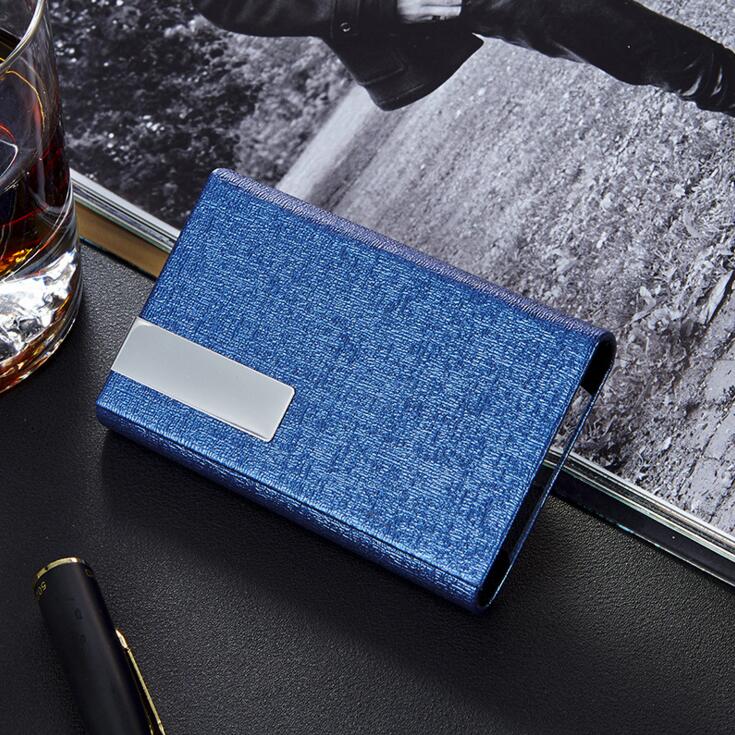 Aluminium Business Credit Card Holder Travel Leather Bank Cardholder Men ID Name Card Case Rfid wallet blocking: Blue