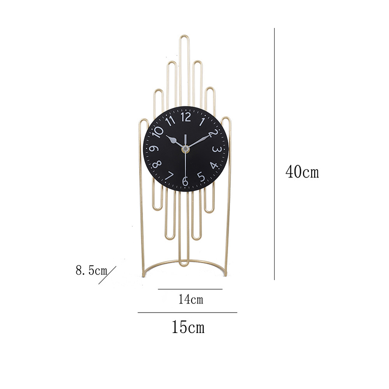 ZGXTM Golden Iron Desktop Clock Desktop Clock Desk Clock Living Room Study Pendulum Clock Desktop Ornament: 004 black