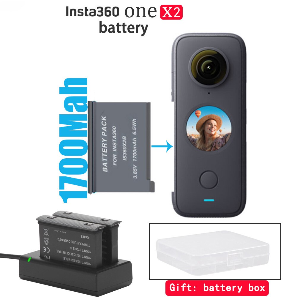 neue 1700mAh Insta360 EINE X2 batterie und Mikro USB batterie ladegerät für Insta 360 eins X 2 Aktion kamera Zubehör