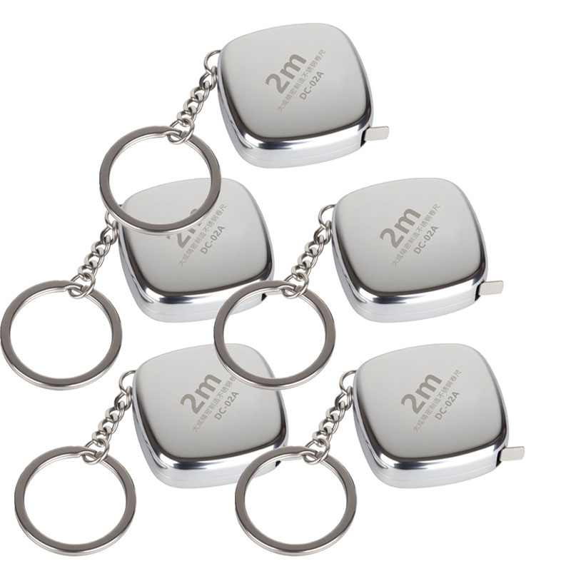 1/3/5pc Mini 2m klein meetlint sleutelhanger, roestvrij staal intrekbaar sleutelhanger meetlint precisie zak meetlint: Zilver