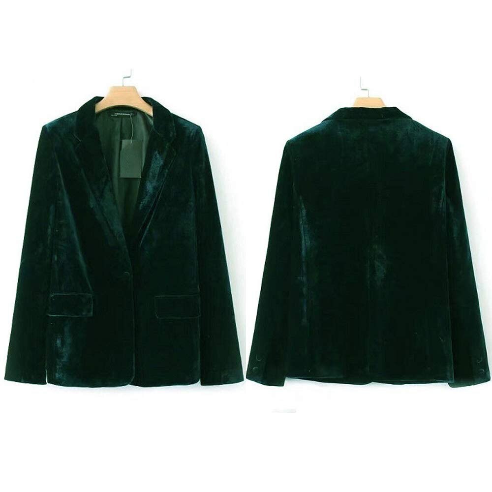 Sebowel verde escuro veludo feminino blazer jaqueta terno elegante casaco feminino fino casual senhora do escritório negócios blazers feminino S-XXL