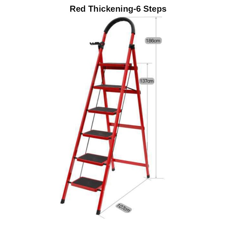 Household Steel Pipe Herringbone Ladder Thick Folding Step Ladder Single Side Ladder Stainless Steel Aluminum Alloy Ladder: Green