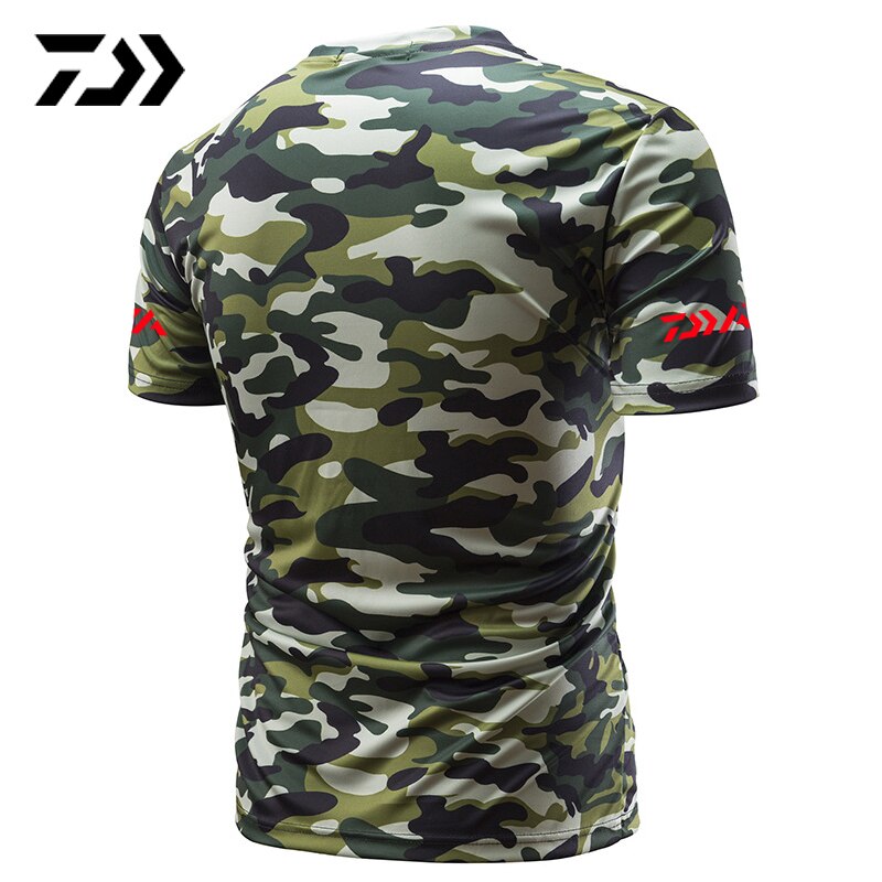 Vissers-t-shirt zomer anti-zweet v-hals camouflage groen vissers-t-shirt sportkleding ademend snel drogende visserskleding