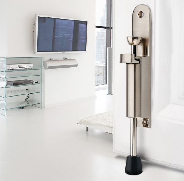 Heavy Duty Door Stopper Zinc Alloy Soft Rubber Foot Spring Loaded Easily Step-On Stoppers Holder ZM919