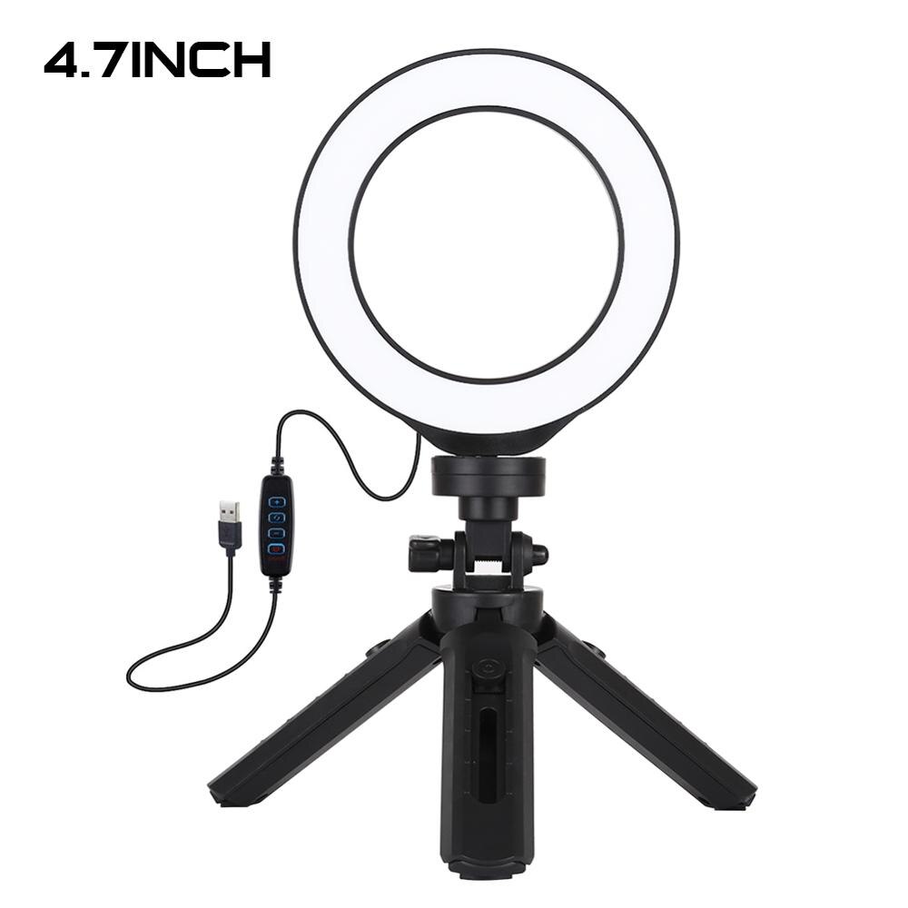 LED Selfie Ring Light with Tripod USB Selfie Light Ring Lamp Big Photography Ringlight for Girls Make up with Stand: 4.7