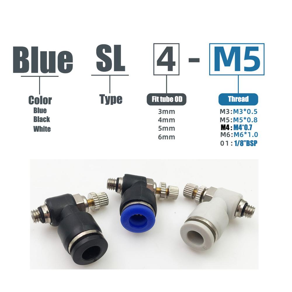 4mm 6mm 8mm To M3 M5 Air Speed Control Valve Hose Tube One Touch Air Pneumatic Pipe Fitting Push In Quick Connector