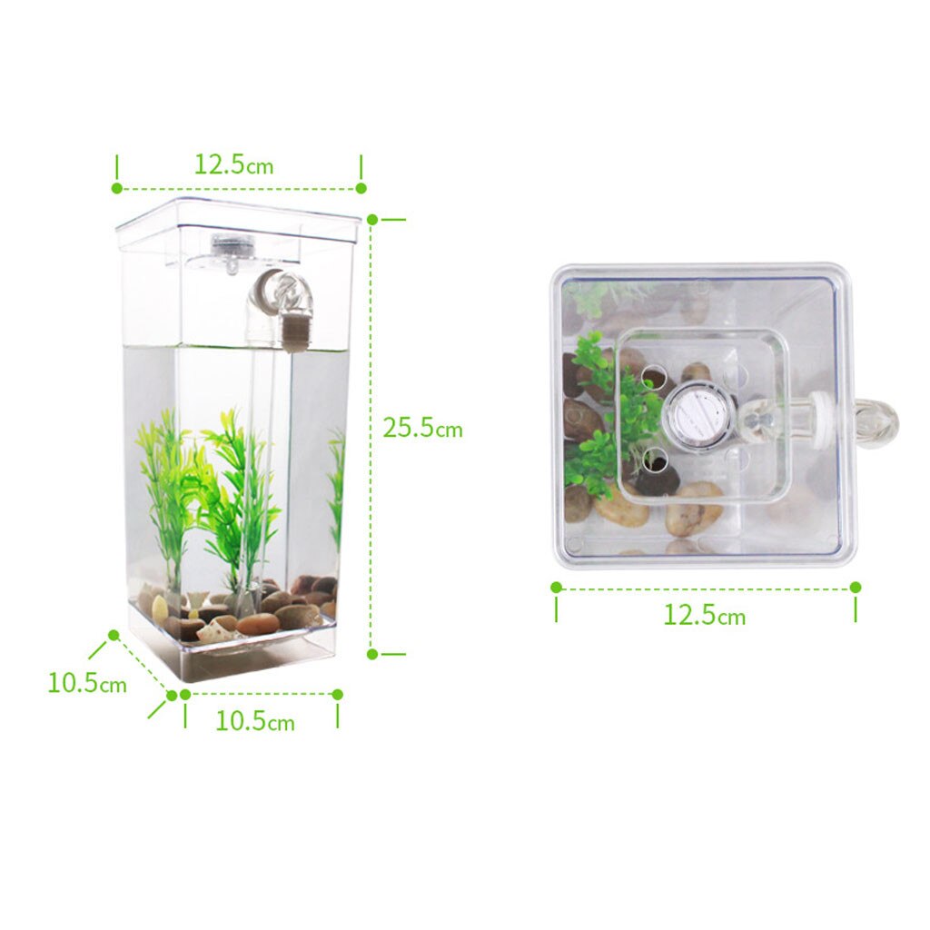 Self Cleaning Tank LED Mini Fish Tank Aquarium Cleaning Convenient for Office Home Decoration Pet Accessories 3.9