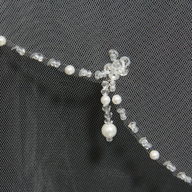 Bruids Sluier Met Crystal Parels Elleboog Lengte Sluier Bridal Veils Wedding Veil Soft Tule Met Kam